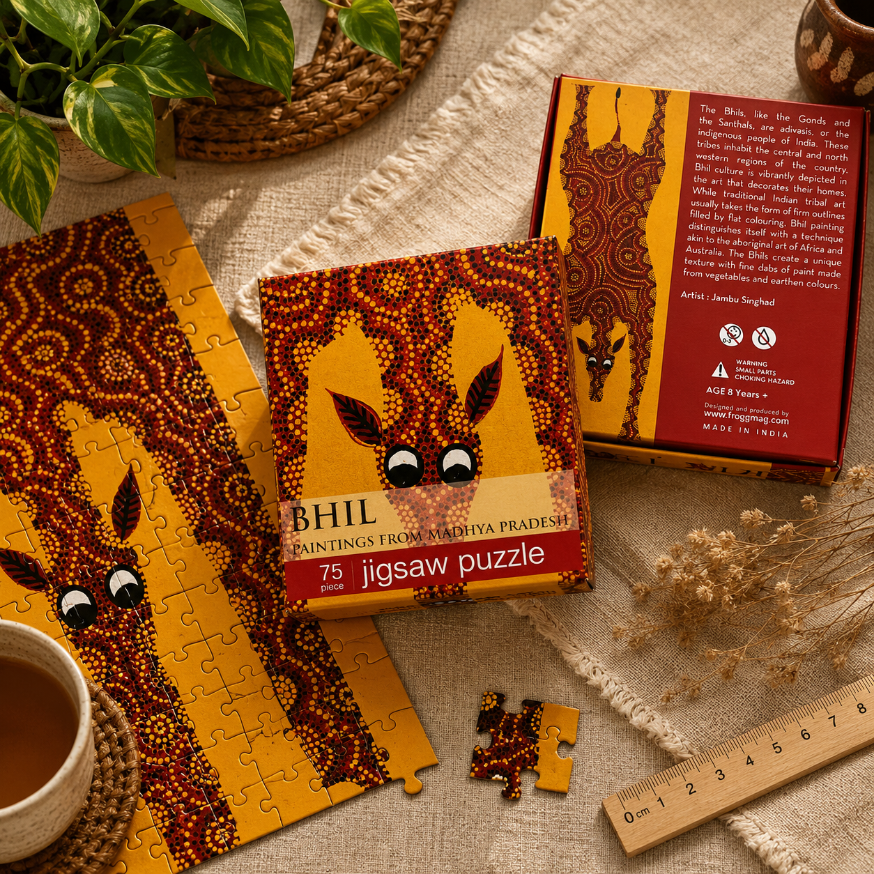 Bhil Tribal Art 75-Piece Jigsaw Puzzle - Indian Folk Art Educational Puzzle