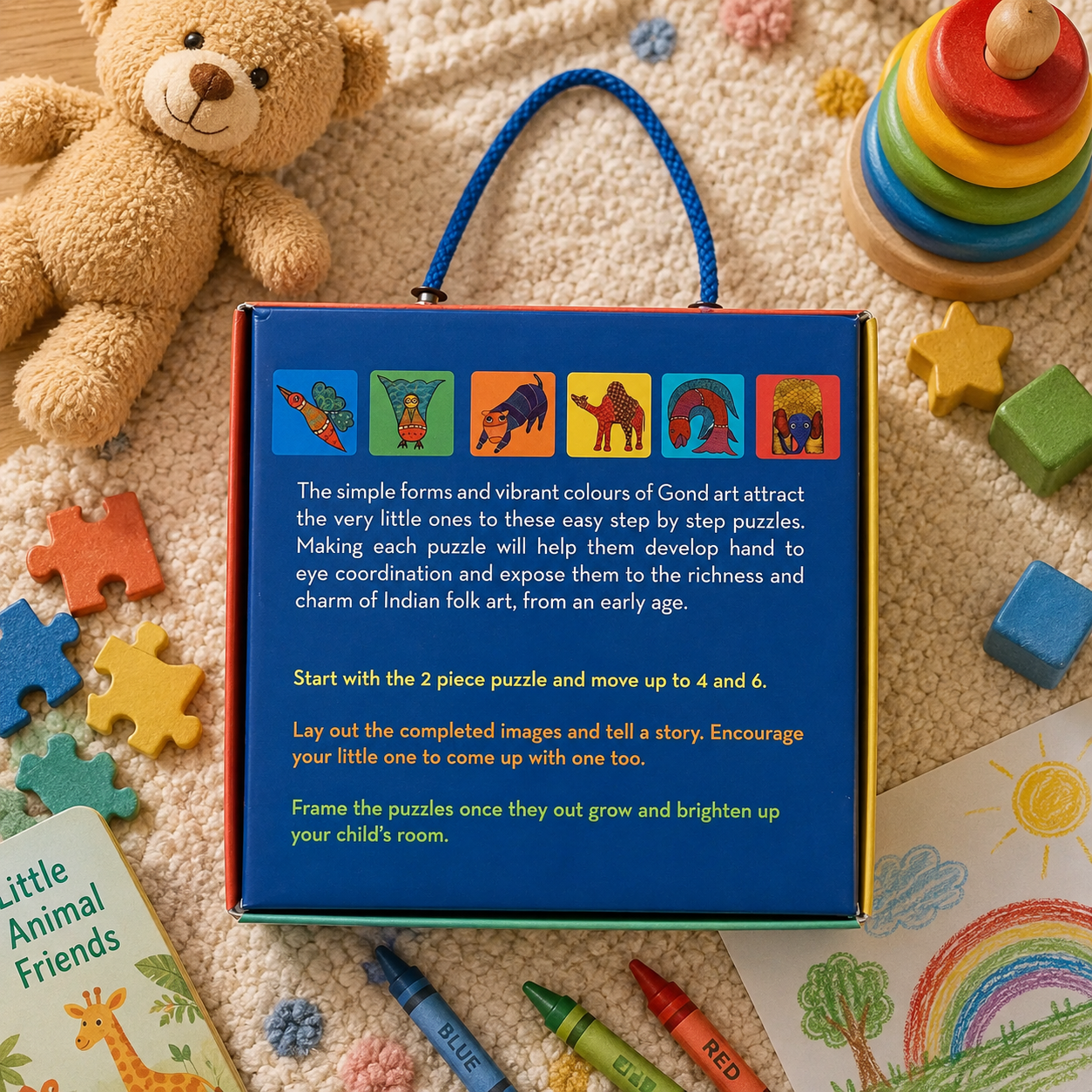 Gond Art Toddler Puzzle - Educational Wooden Puzzle for Early Learning