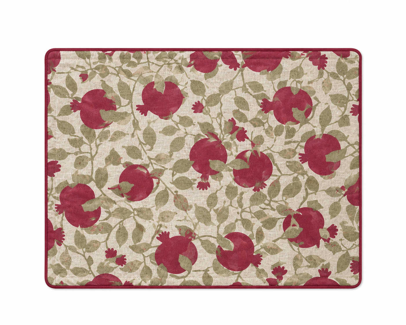 Pomegranate Print Cotton Placemat - Botanical Dining Table Mat