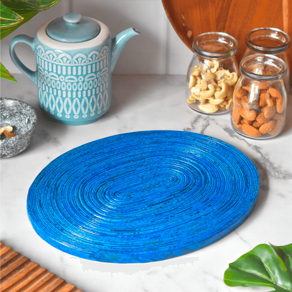 Upcycled Coiled Newspaper Trivet Oval