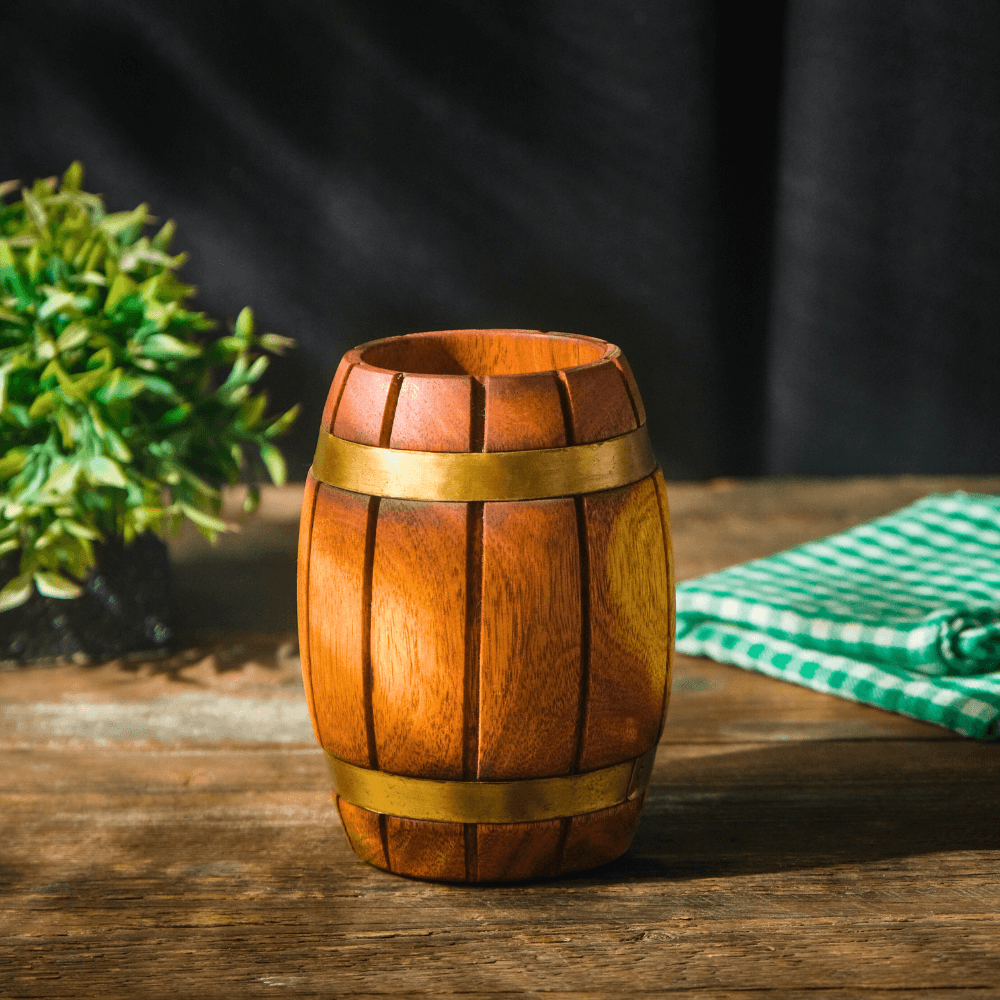 Wooden Barrel Cutlery/Stationary Holder