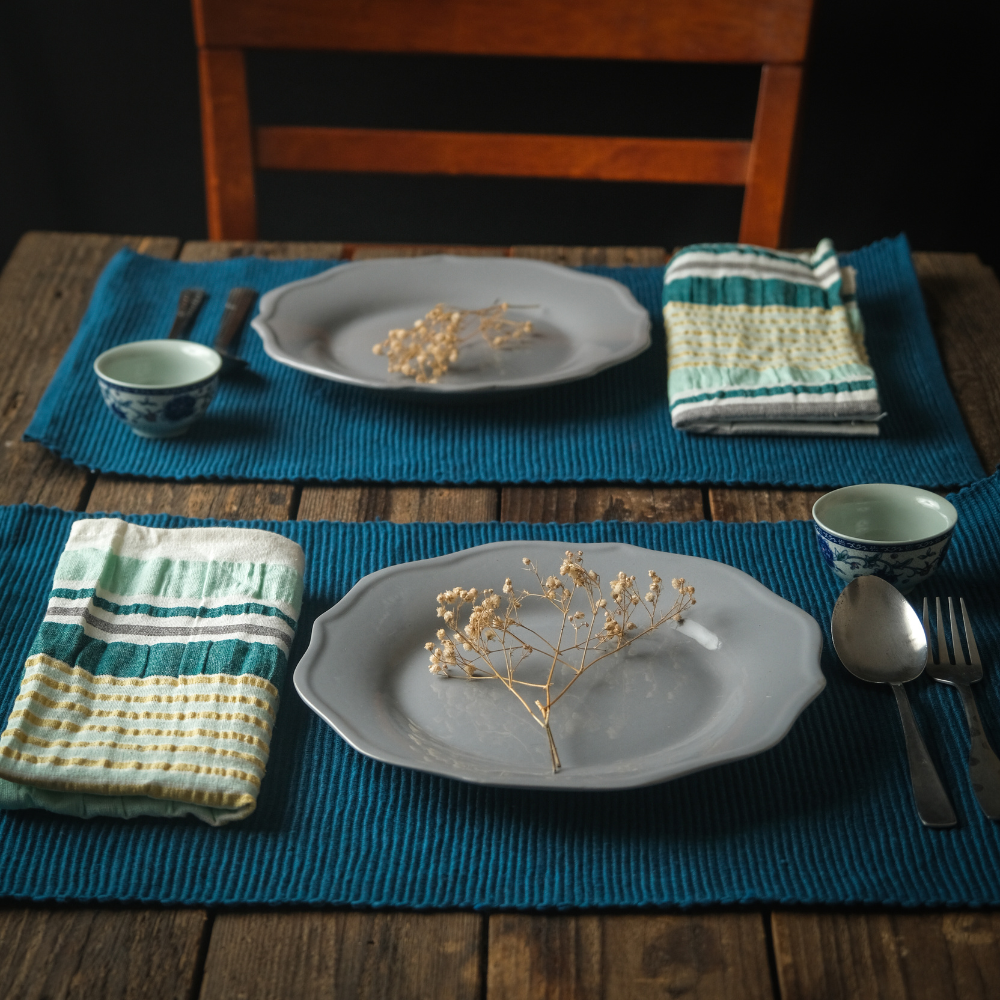 Woven Cotton Table Mat & Napkin Set