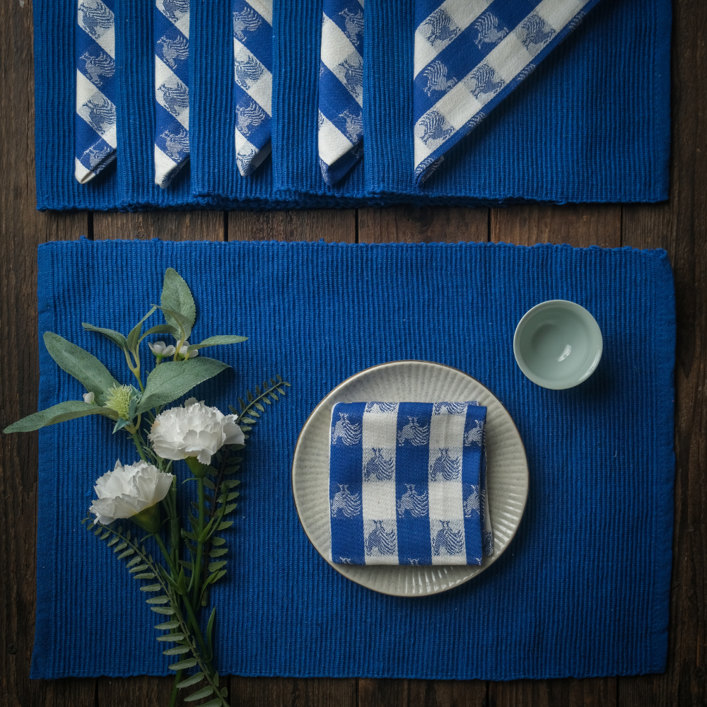 Woven Cotton Table Mat & Napkin Set