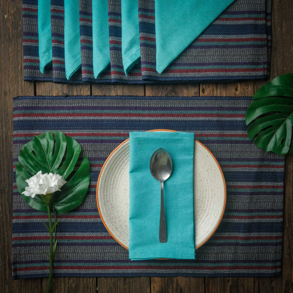 Woven Cotton Table Mat & Napkin Set