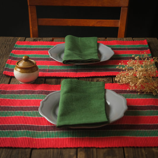 Woven Cotton Table Mat & Napkin Set