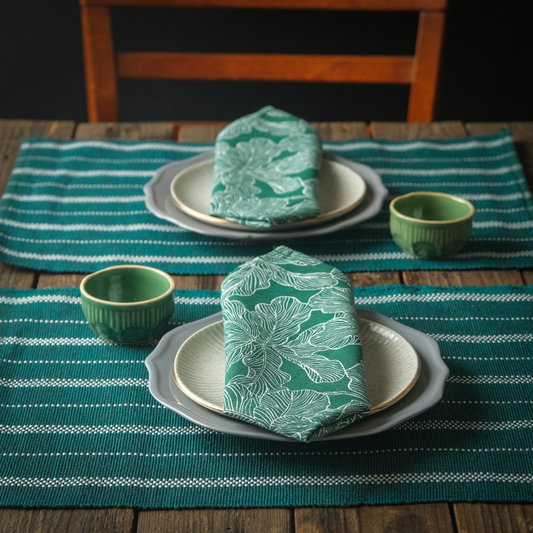 Woven Cotton Table Mat & Napkin Set