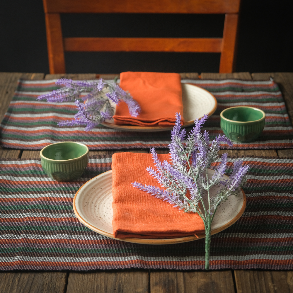 Woven Cotton Table Mat & Napkin Set