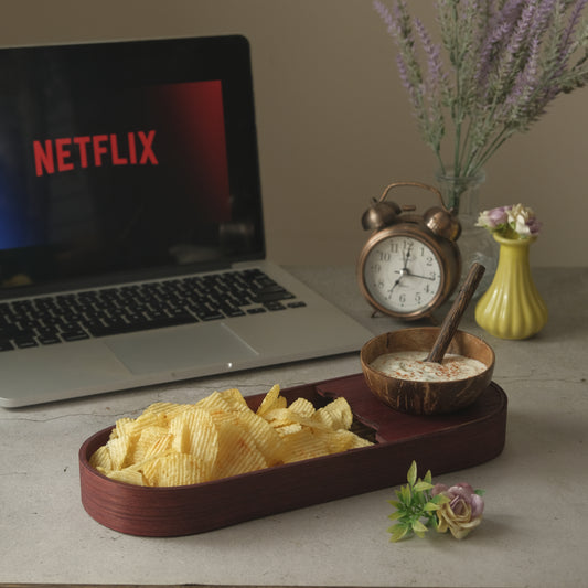 Bamboo MDF Chip & Dip Serving Platter Tray