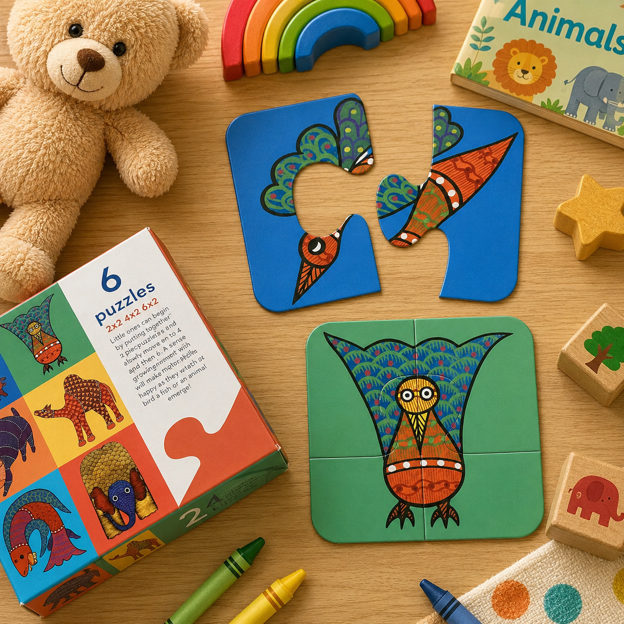 Gond Art Toddler Puzzle - Educational Wooden Puzzle for Early Learning