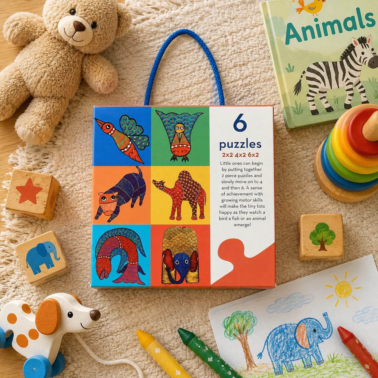 Gond Art Toddler Puzzle - Educational Wooden Puzzle for Early Learning