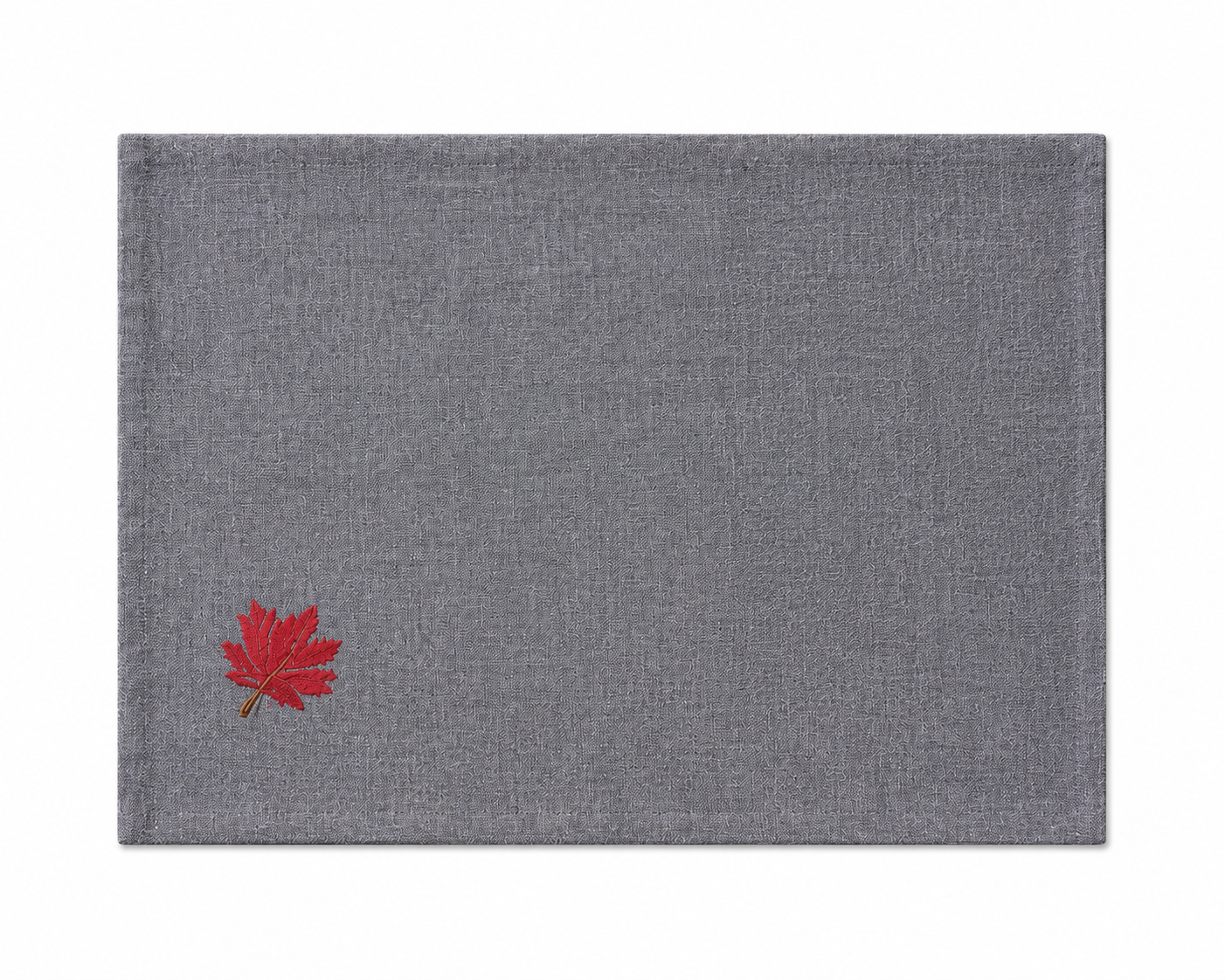 Grey Cotton Minimal Kantha Stitched Maple Placemat