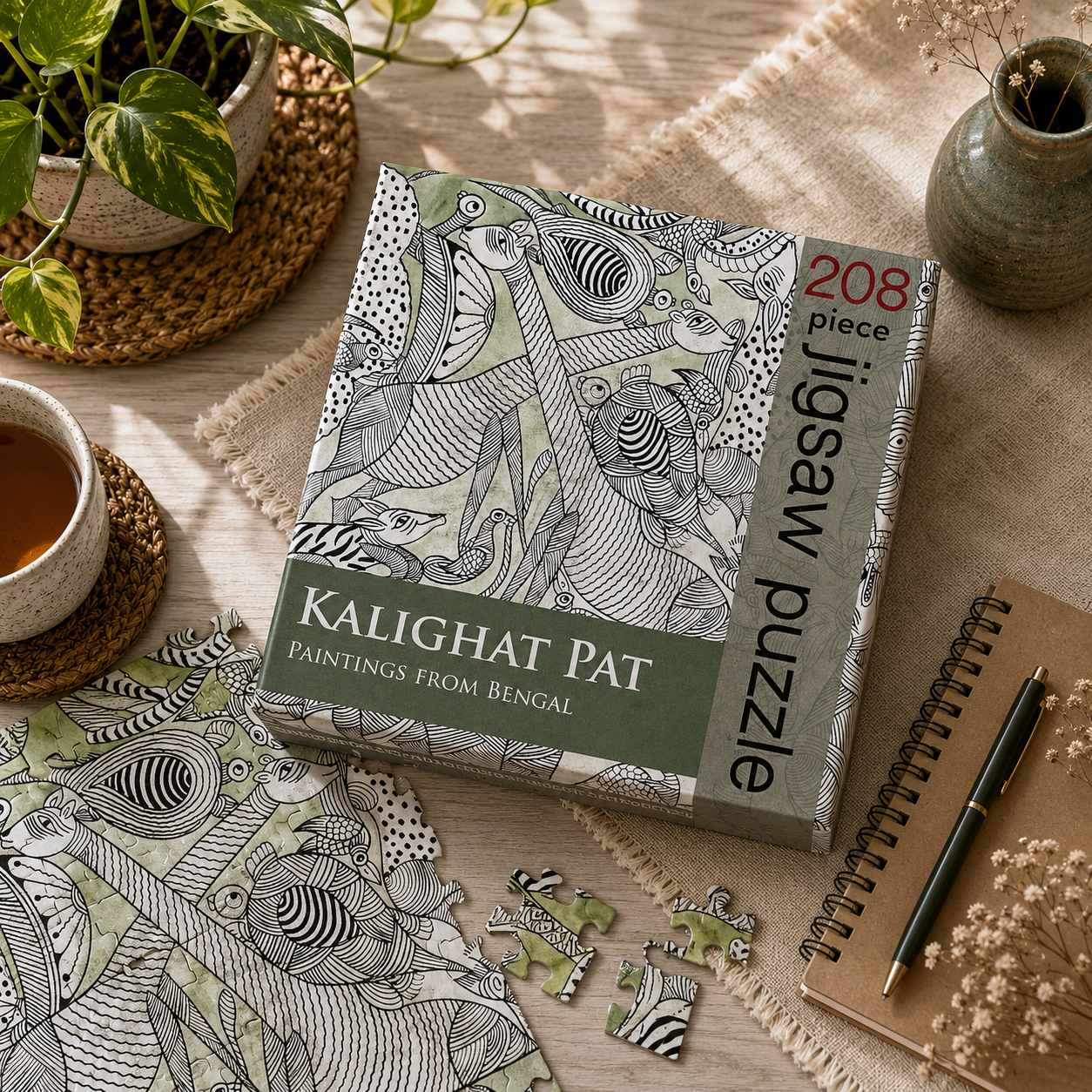 Kalighat Pat Art 208-Piece Jigsaw Puzzle - Premium Indian Heritage Art Puzzle
