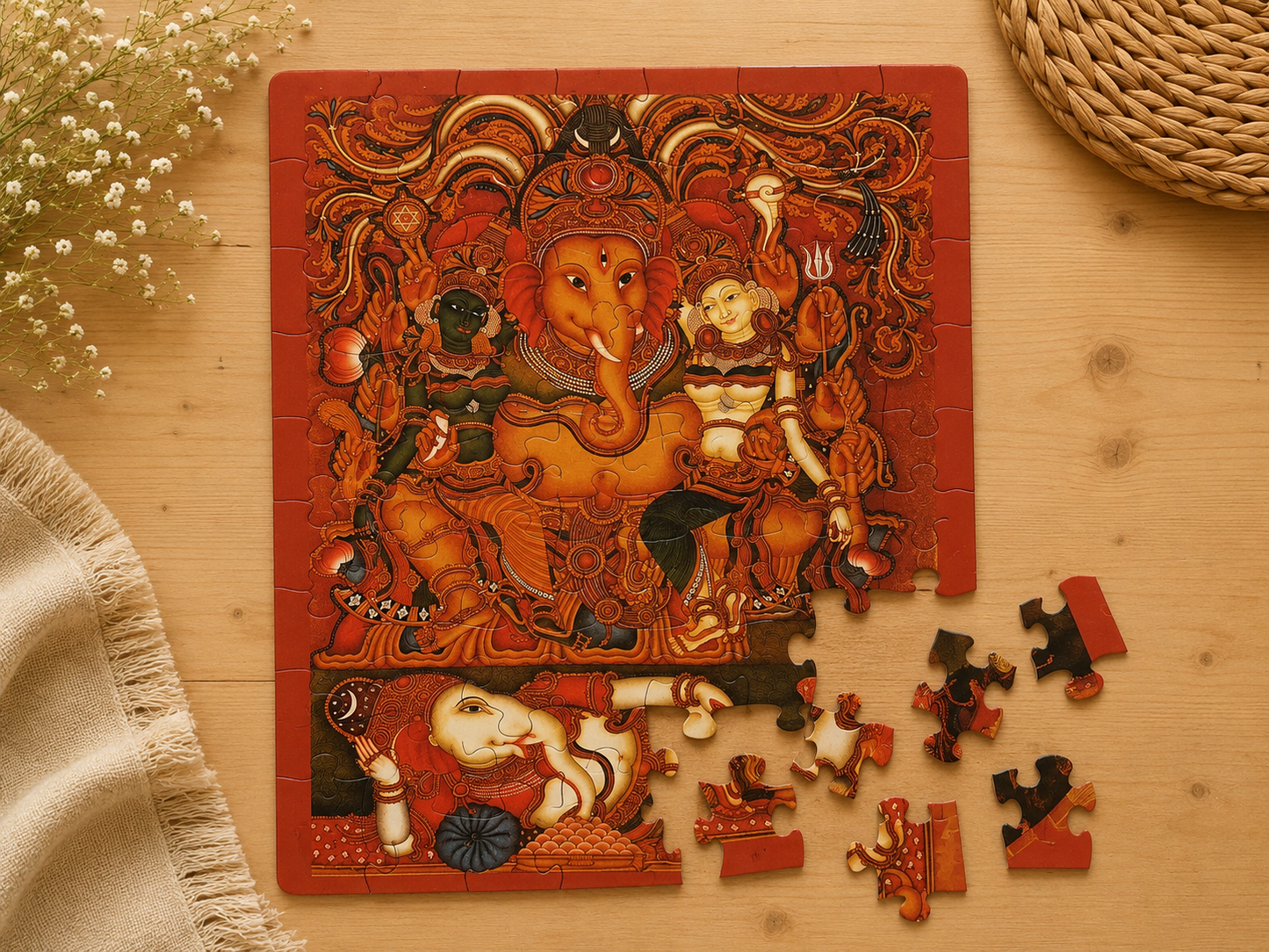 Kerala Mural Art 63-Piece Jigsaw Puzzle - Indian Heritage Art Puzzle