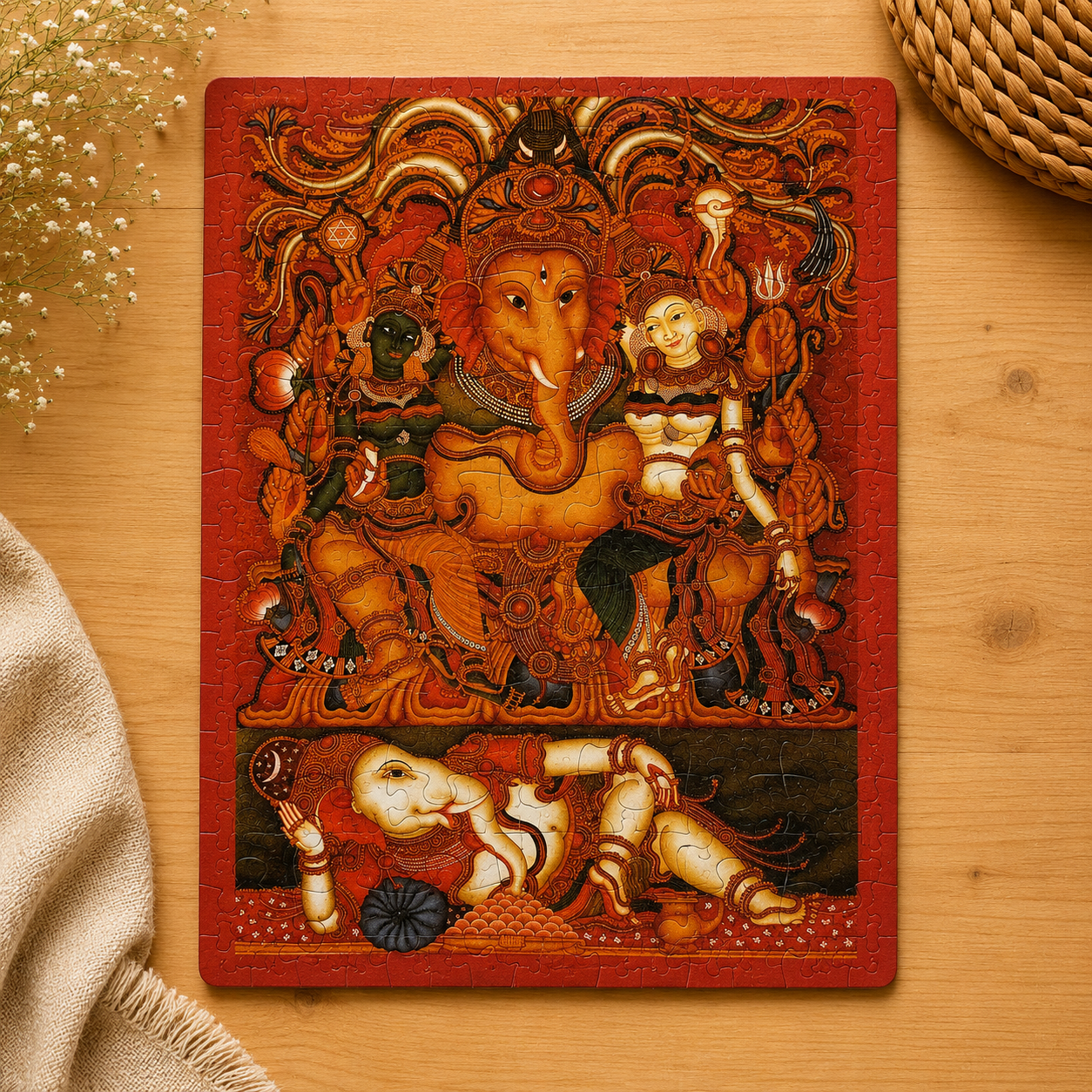 Kerala Mural Art 63-Piece Jigsaw Puzzle - Indian Heritage Art Puzzle