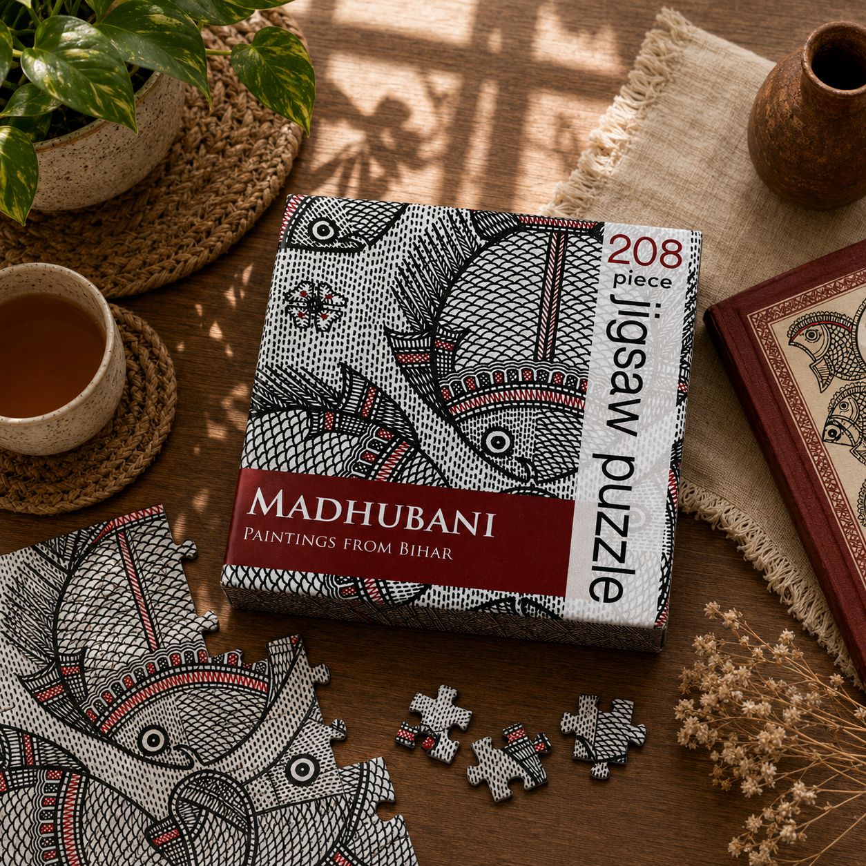 Madhubani Art 208-Piece Jigsaw Puzzle - Indian Folk Art Puzzle for Adults & Teens