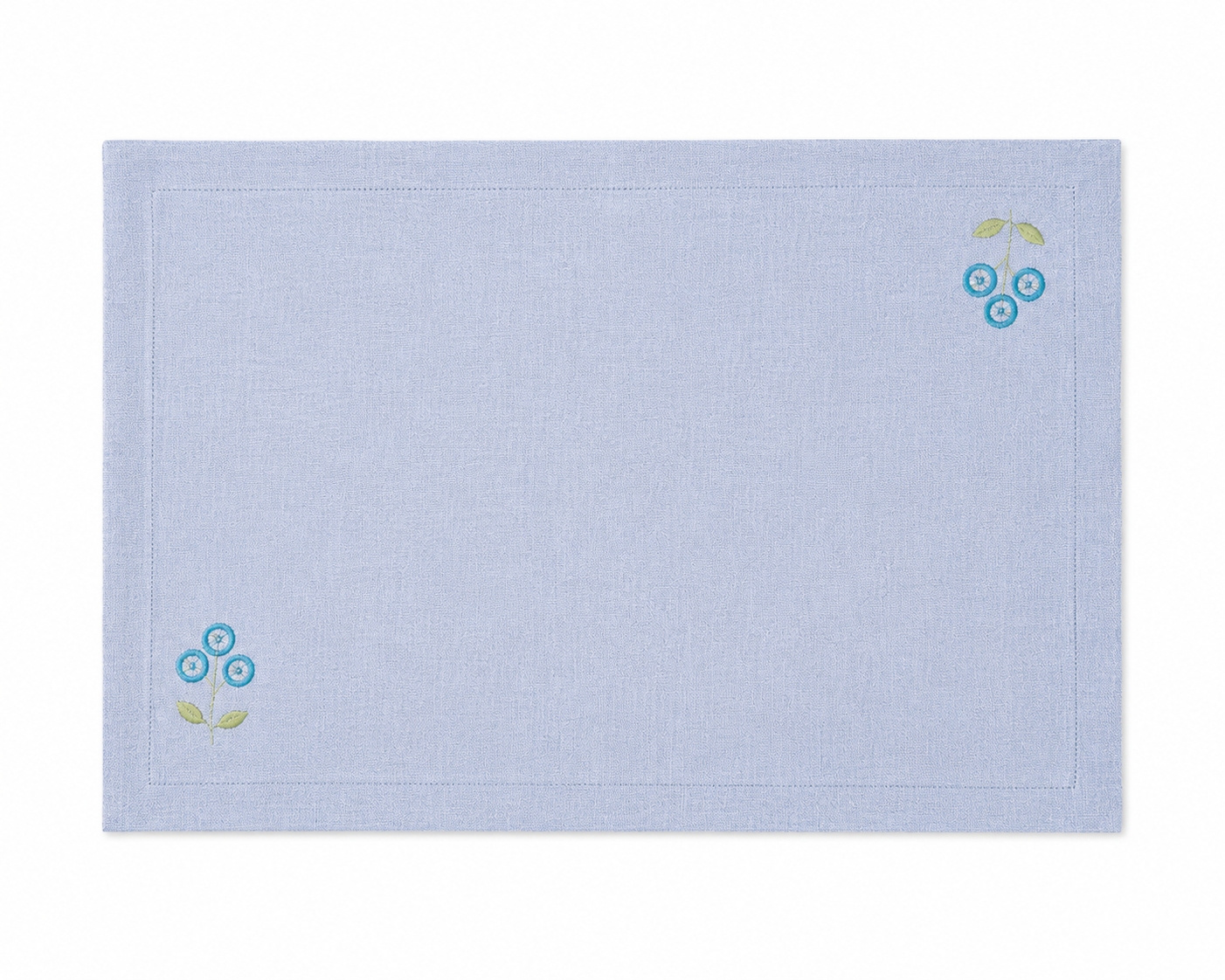 Minimal Kantha Stitched Sky Blue Cotton Placemat