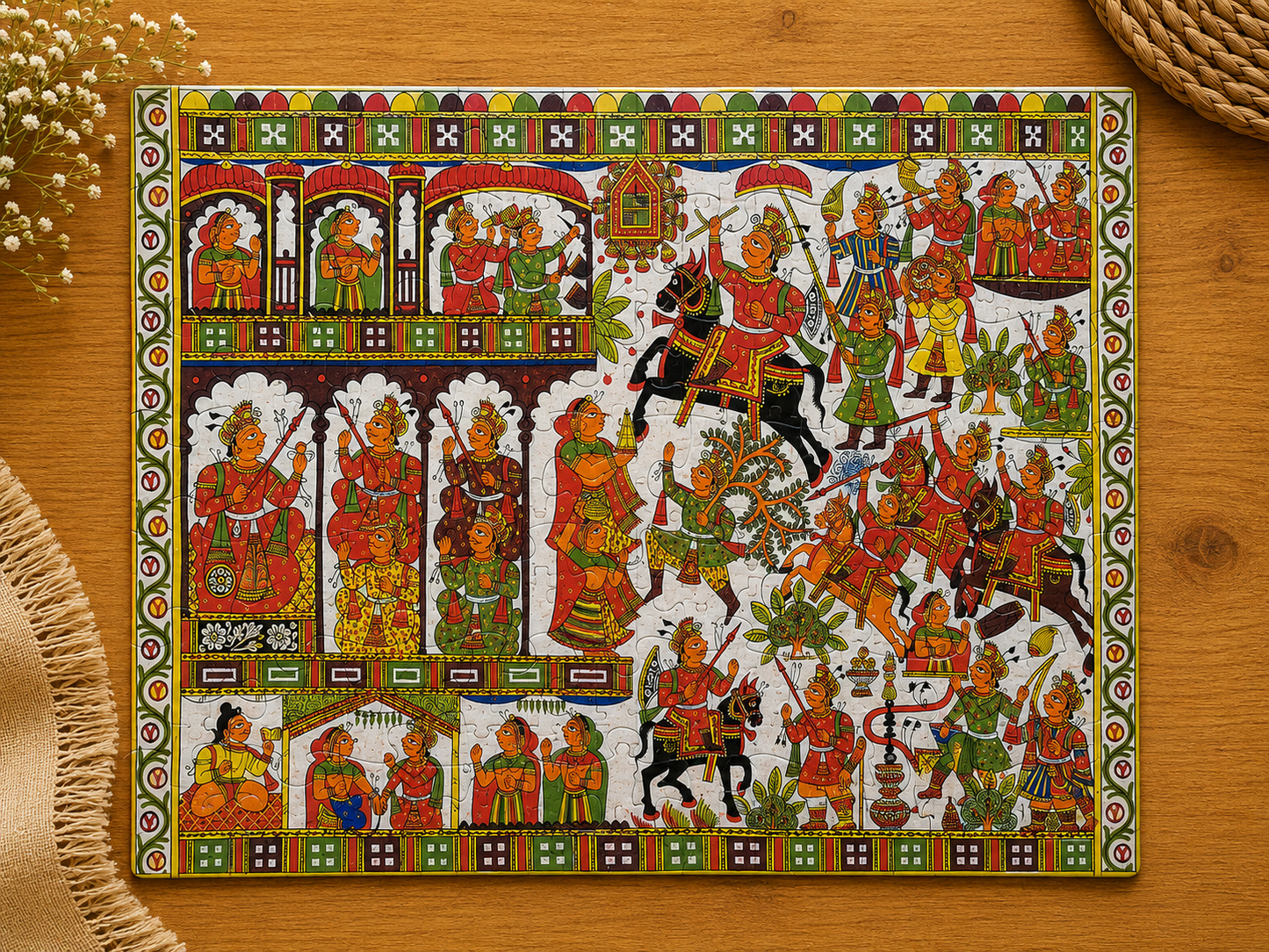 Phad Art 63-Piece Jigsaw Puzzle - Rajasthan Folk Art Educational Puzzle