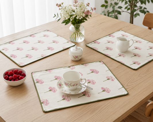 Pink Floral Cotton Placemat for Dining Table