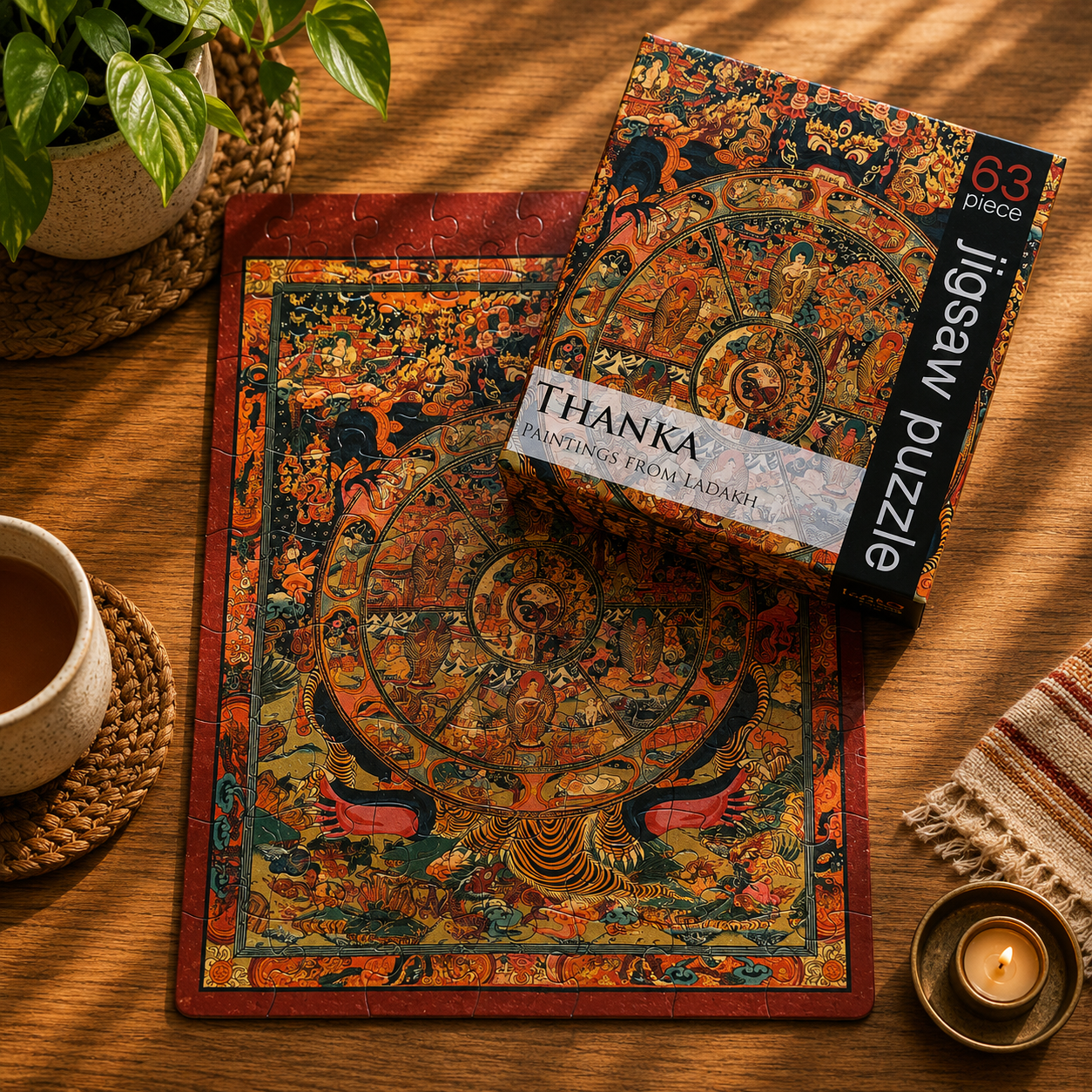 Thanka Art 63-Piece Jigsaw Puzzle - Himalayan Buddhist Art Educational Puzzle
