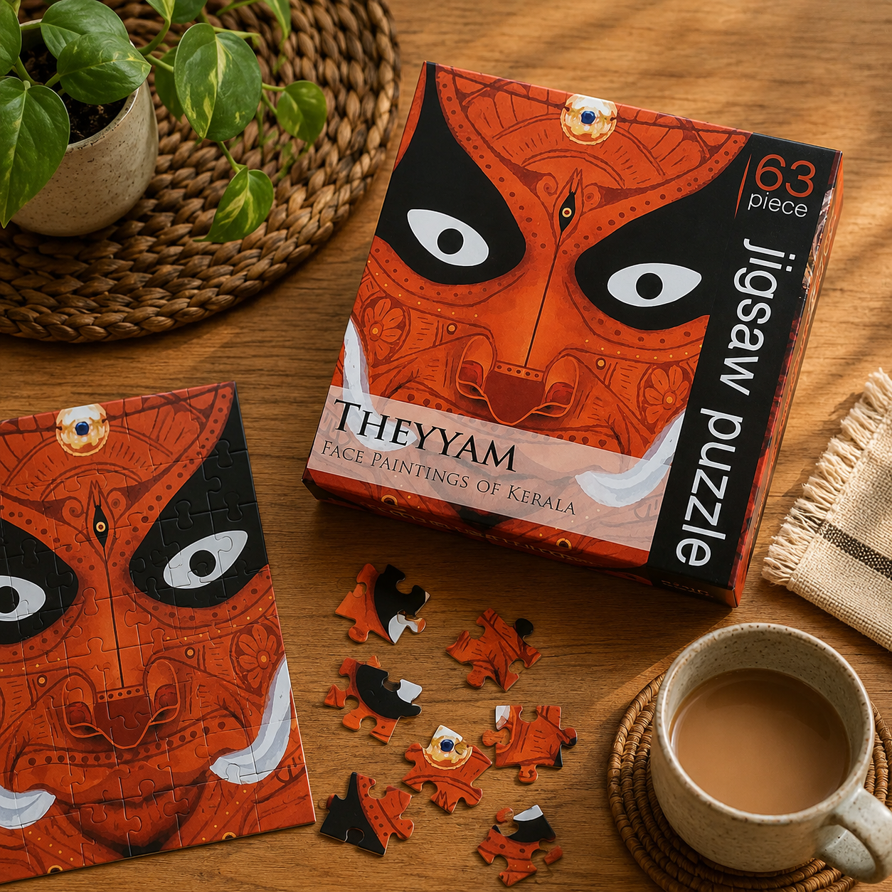 Theyyam Art 63-Piece Jigsaw Puzzle - Kerala Cultural Heritage Puzzle